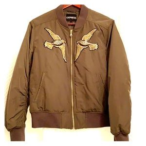 Express gold embroidered bird flight jacket